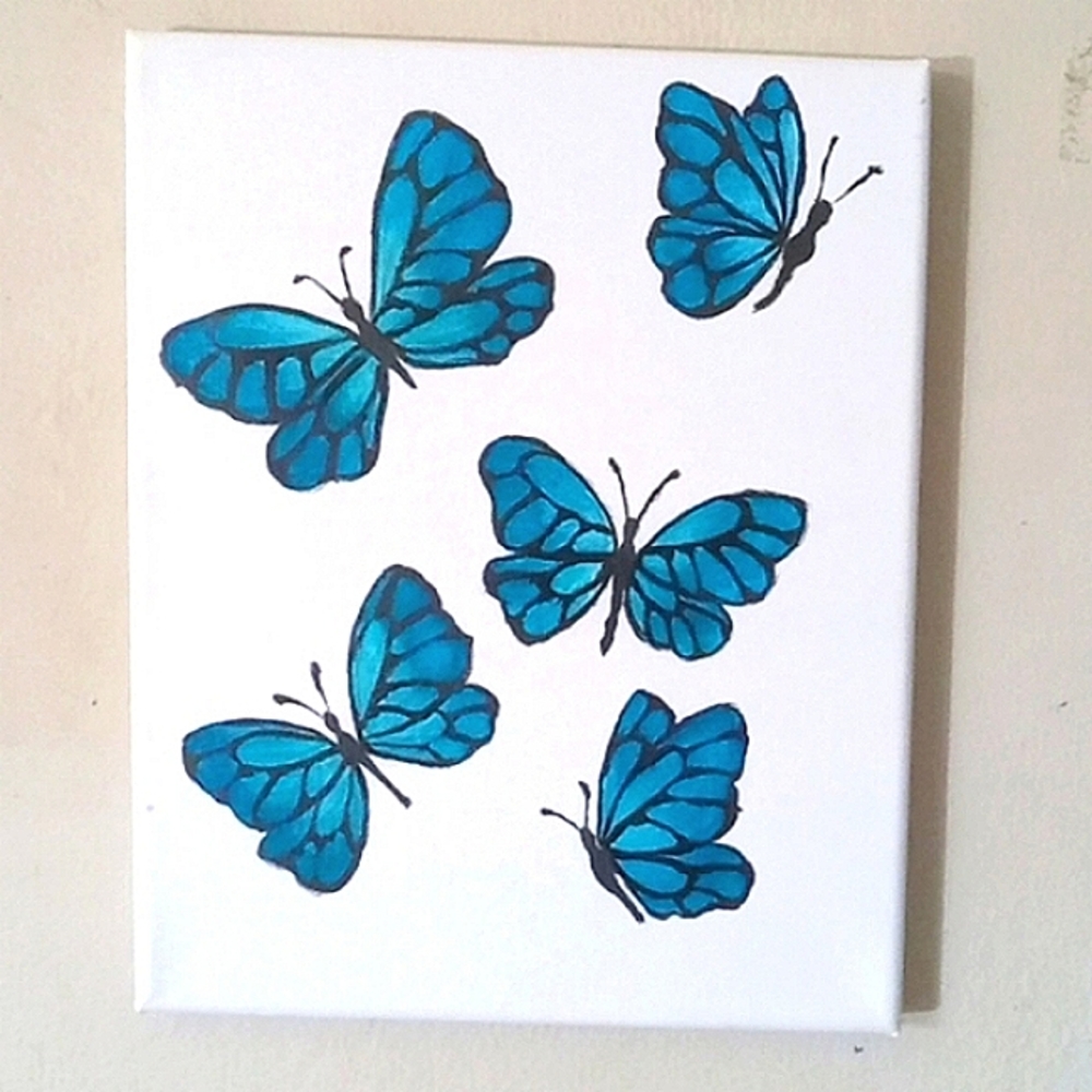 Blue Butterflies, acrylic on canvas